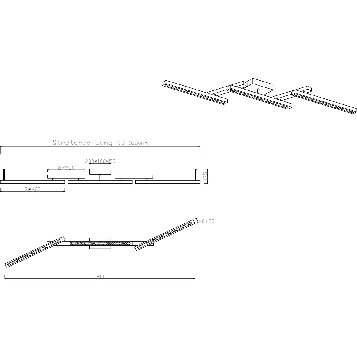 LED Plafondlamp - Trion Bulloni Up and Down- 36W - Aanpasbare Kleur - Afstandsbediening - Dimbaar - Rechthoek - Mat Bruin - Hout