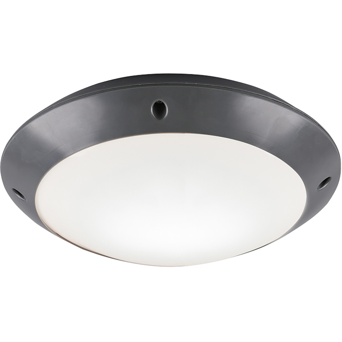 LED Plafondlamp Trion Camiro Opbouw Rond Waterdicht IP54 E27 Fitting Mat Zwart Kunststof