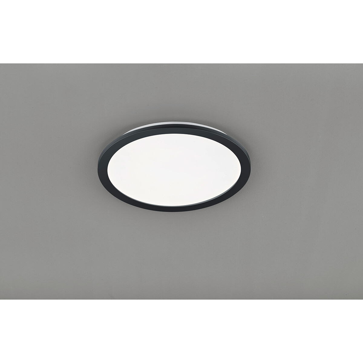 LED Plafondlamp - Trion Campill - 22W - Warm Wit 3000K - Spatwaterdicht IP44 - Dimbaar - Rond - Mat Zwart - Kunststof