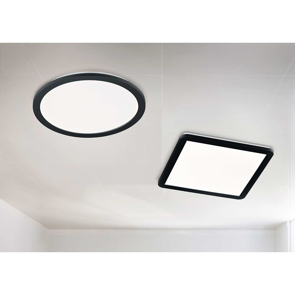 LED Plafondlamp - Trion Campill - 22W - Warm Wit 3000K - Spatwaterdicht IP44 - Dimbaar - Vierkant - Mat Zwart - Kunststof