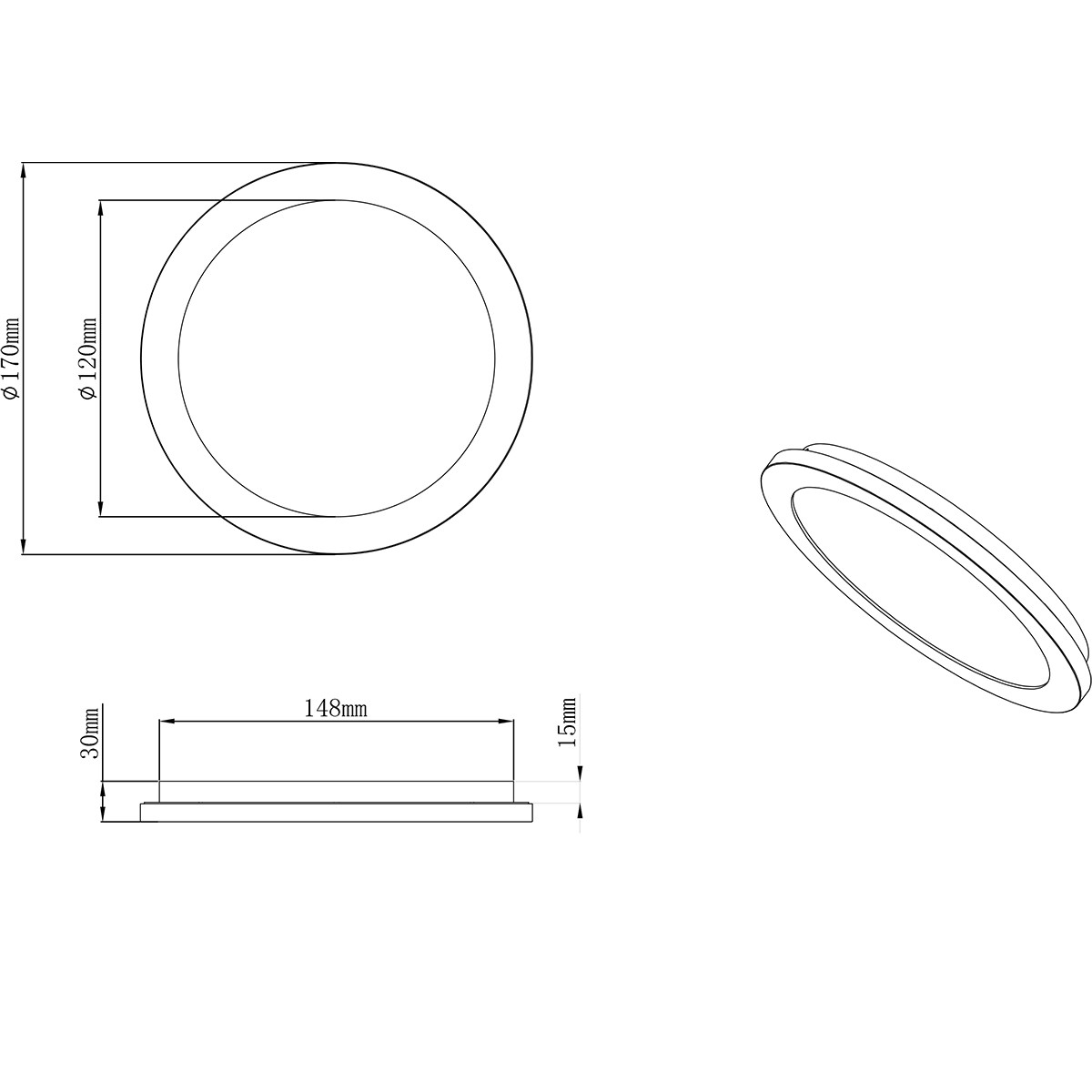 LED Plafondlamp - Badkamerlamp - Trion Camy - Opbouw Rond 9W - Spatwaterdicht IP44 - Dimbaar - Warm Wit 3000K - Mat Wit