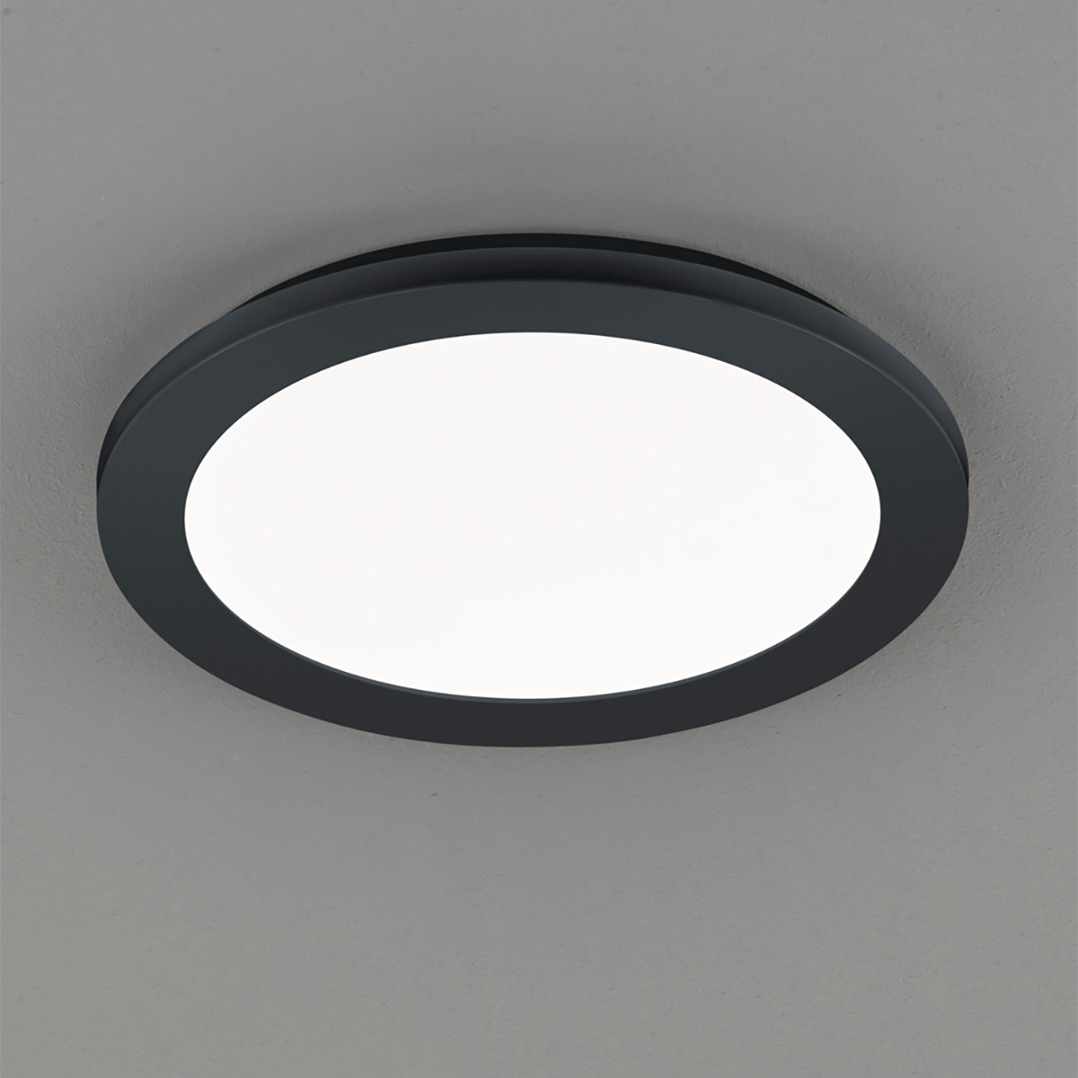 LED Plafondlamp - Badkamerlamp - Trion Camy - Opbouw Rond 13W - Spatwaterdicht IP44 - Dimbaar - Warm Wit 3000K - Mat Zwart