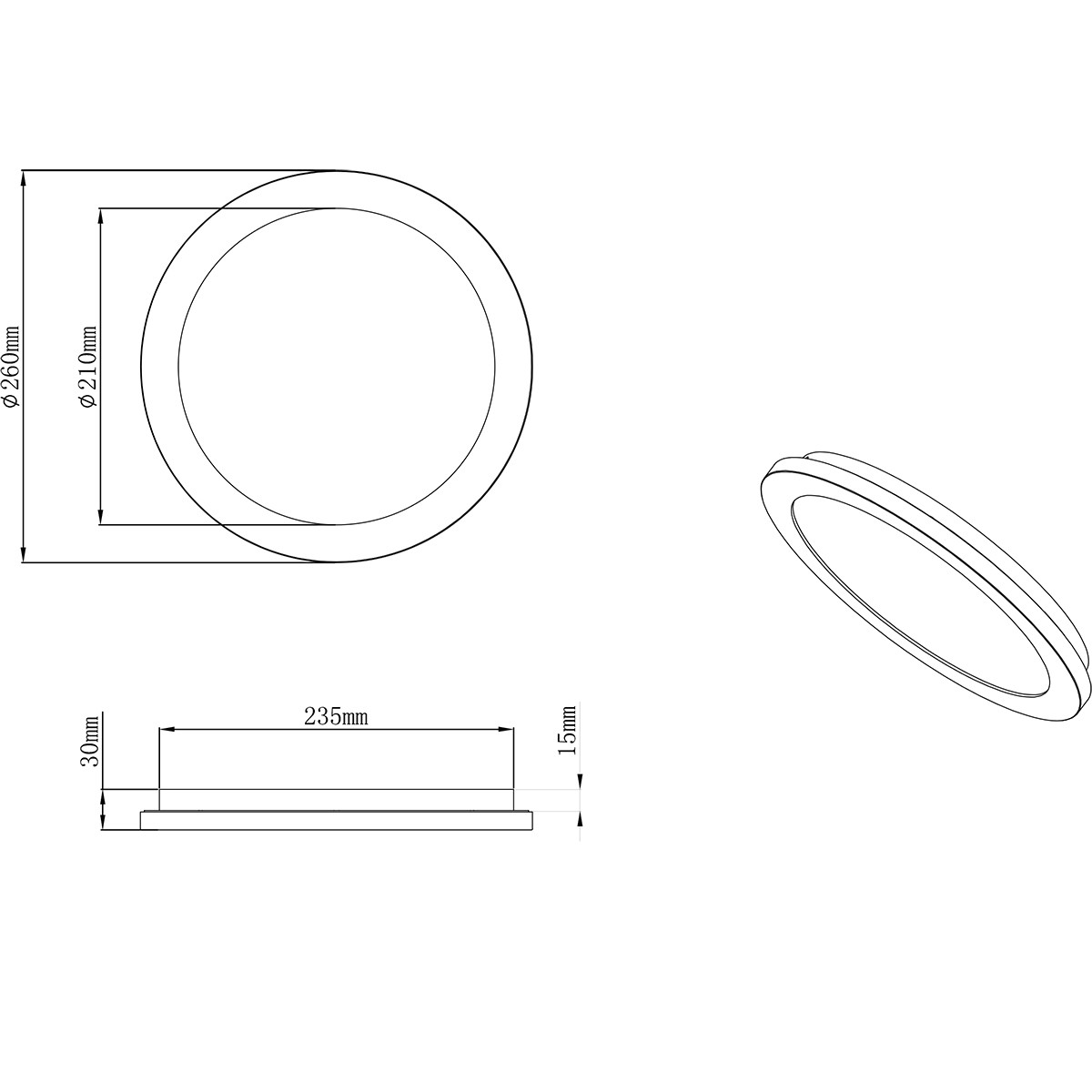 LED Plafondlamp - Badkamerlamp - Trion Camy - Opbouw Rond 13W - Spatwaterdicht IP44 - Dimbaar - Warm Wit 3000K - Mat Zwart