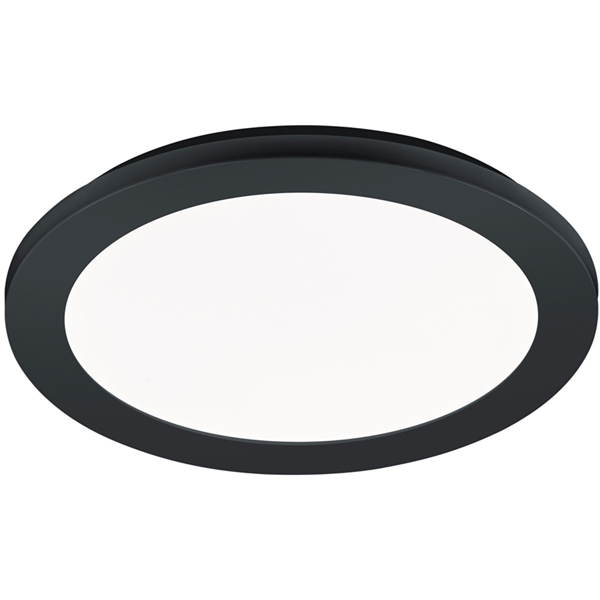 LED Plafondlamp Trion Camy Opbouw Rond 15W Spatwaterdicht IP44 Dimbaar Warm Wit 3000K Mat Zwart