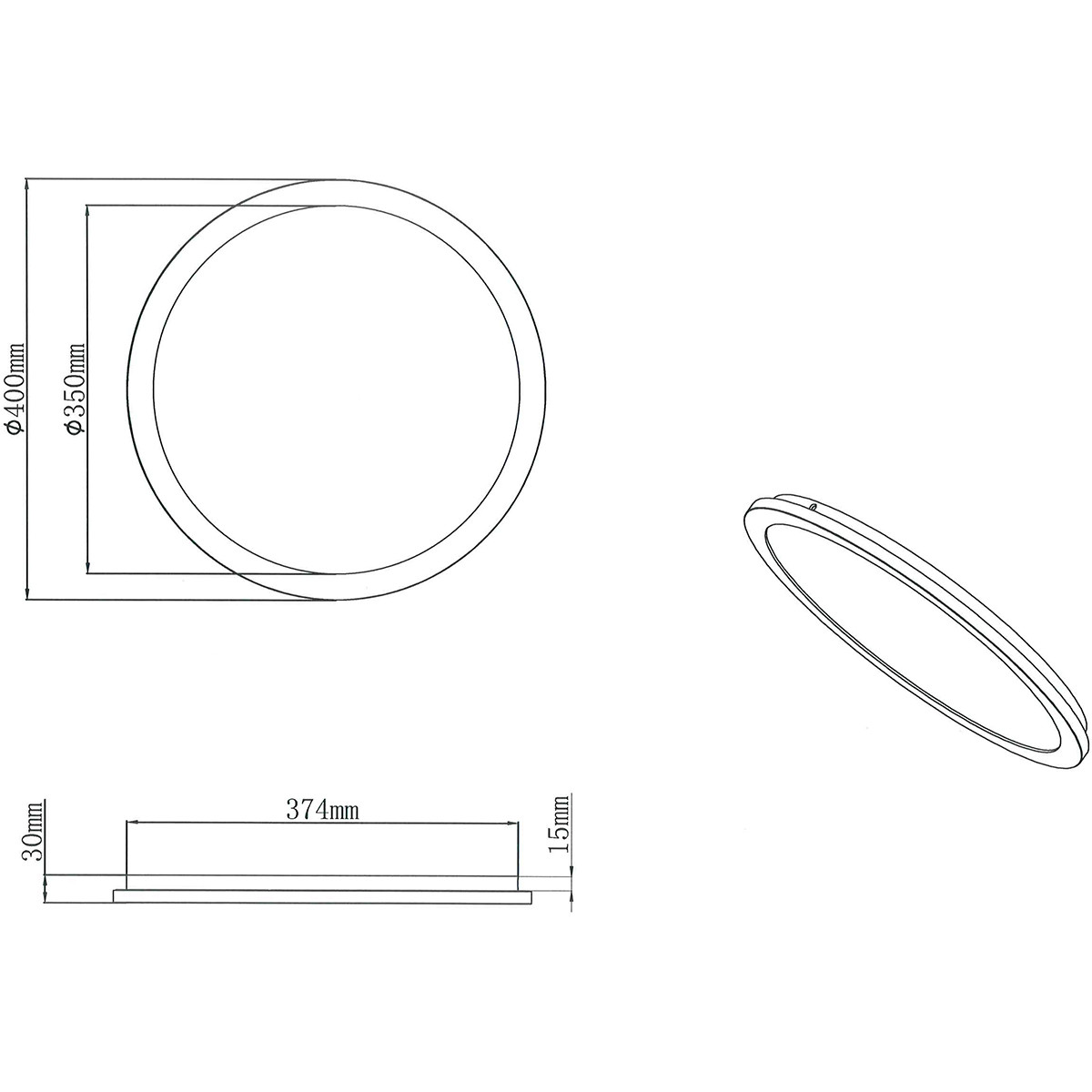 LED Plafondlamp - Badkamerlamp - Trion Camy - Opbouw Rond 22W - Spatwaterdicht IP44 - Dimbaar - Warm Wit 3000K - Mat Wit