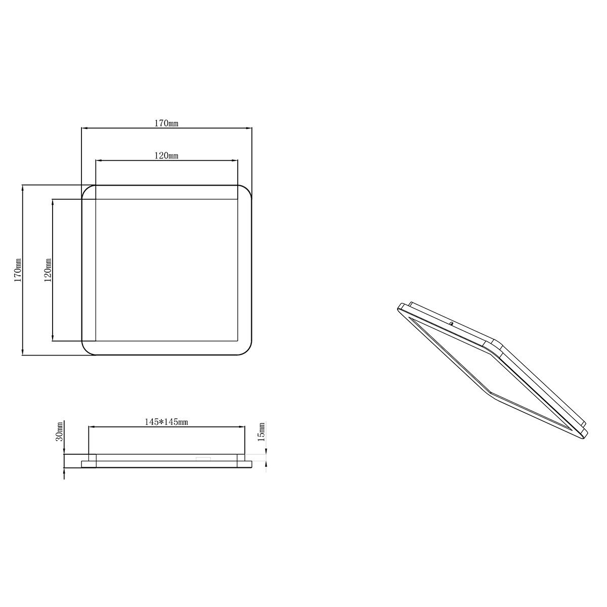 LED Plafondlamp - Badkamerlamp - Trion Camy - Opbouw Vierkant 9W - Spatwaterdicht IP44 - Dimbaar - Warm Wit 3000K - Mat Zwart