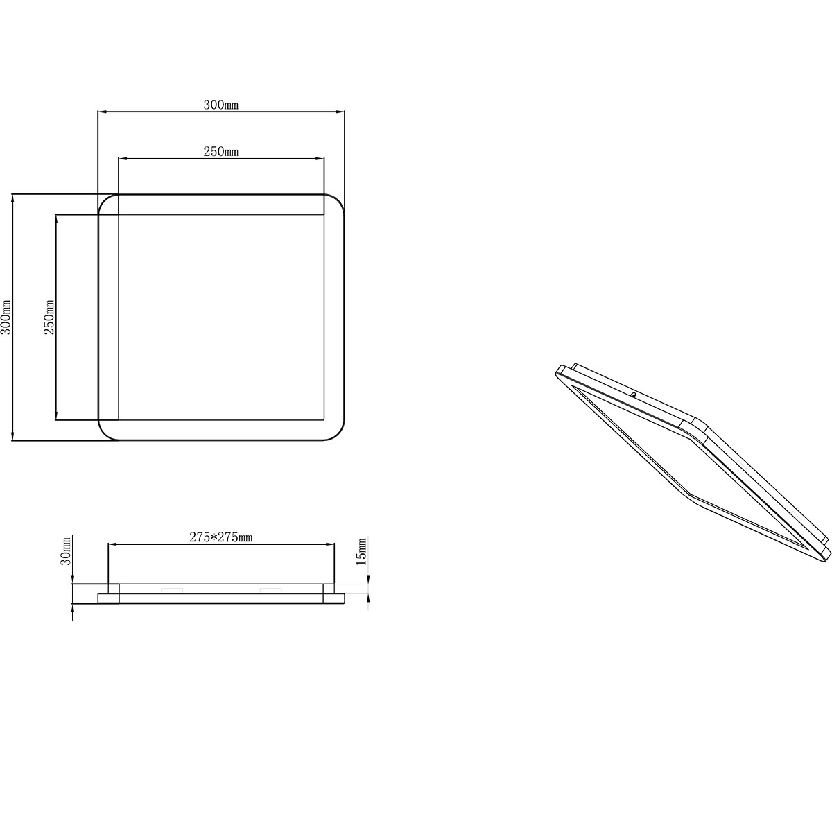 LED Plafondlamp - Badkamerlamp - Trion Camy - Opbouw Vierkant 16W - Spatwaterdicht IP44 - Dimbaar - Warm Wit 3000K - Mat Wit