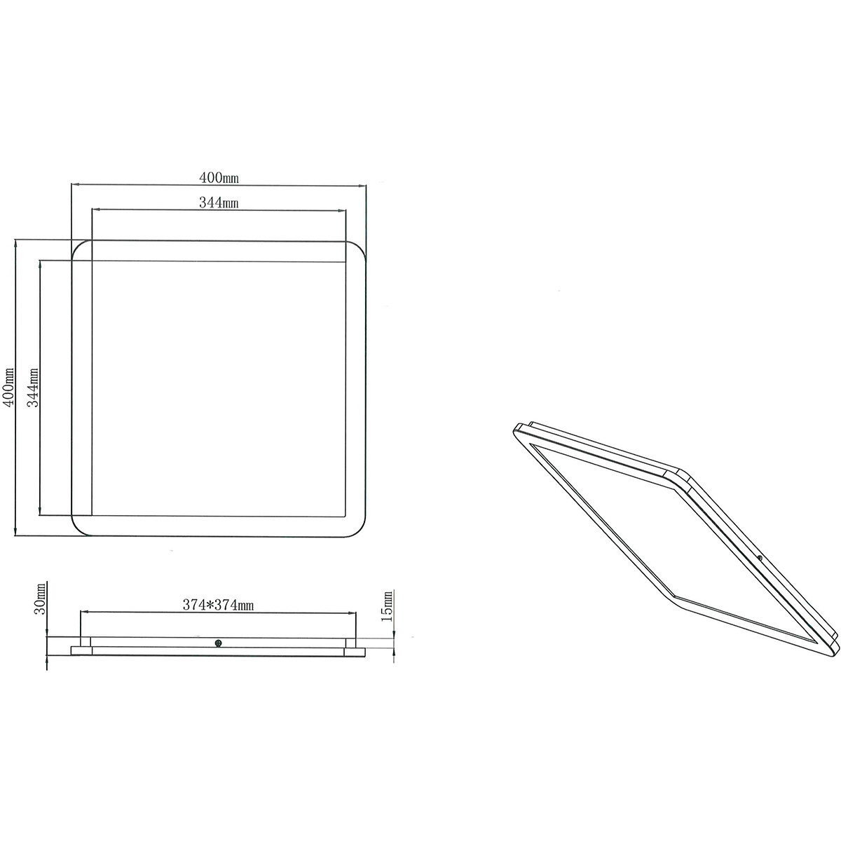 LED Plafondlamp - Badkamerlamp - Trion Camy - Opbouw Vierkant 22W - Spatwaterdicht IP44 - Dimbaar - Warm Wit 3000K - Mat Wit