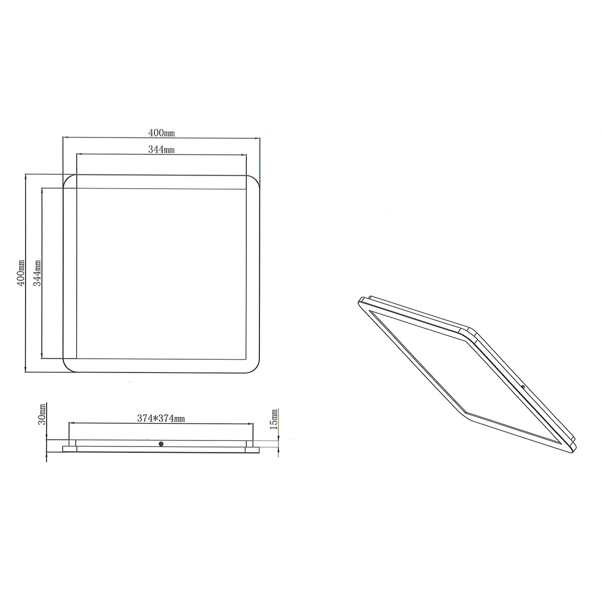 LED Plafondlamp - Badkamerlamp - Trion Camy - Opbouw Vierkant 22W - Spatwaterdicht IP44 - Dimbaar - Warm Wit 3000K - Mat Zwart