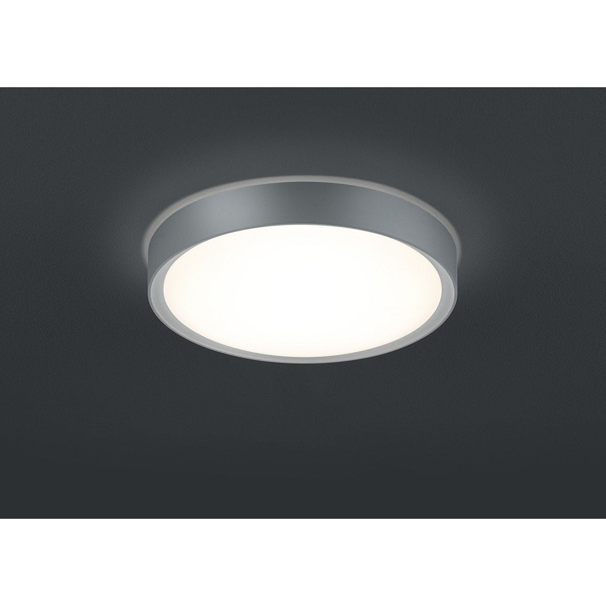 LED Plafondlamp - Badkamerlamp - Trion Clirno - 18W - Warm Wit 3000K - Spatwaterdicht IP44 - Opbouw Rond - Mat Titaan - Kunststof