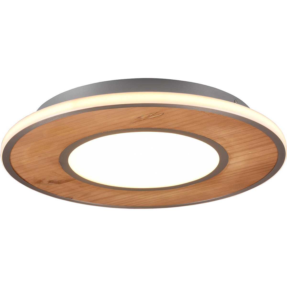 LED Plafondlamp - Trion Dirkon - 37W - Warm Wit 3000K - Dimbaar - Rond - Mat Bruin - Hout