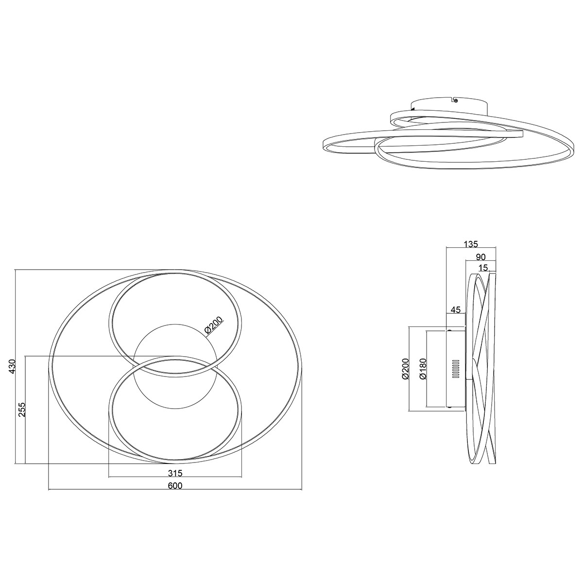 LED Plafondlamp - Trion Gilo - 38W - Warm Wit 3000K - Dimbaar - Rond - Mat Nikkel - Aluminium