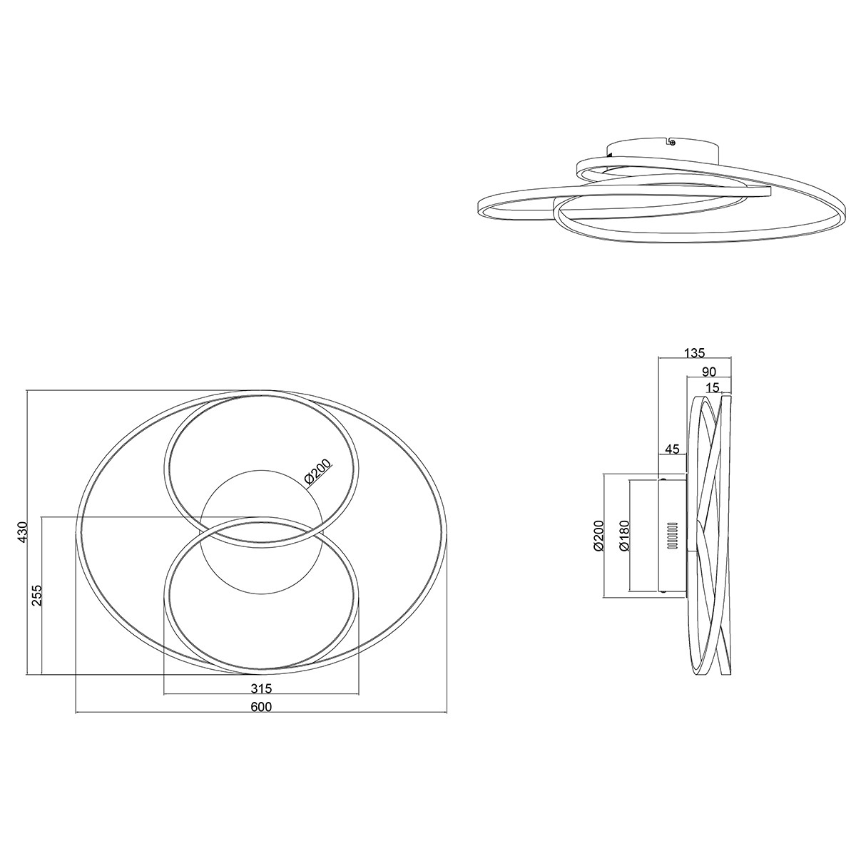 LED Plafondlamp - Trion Gilo - 38W - Warm Wit 3000K - Dimbaar - Rond - Mat Wit - Aluminium