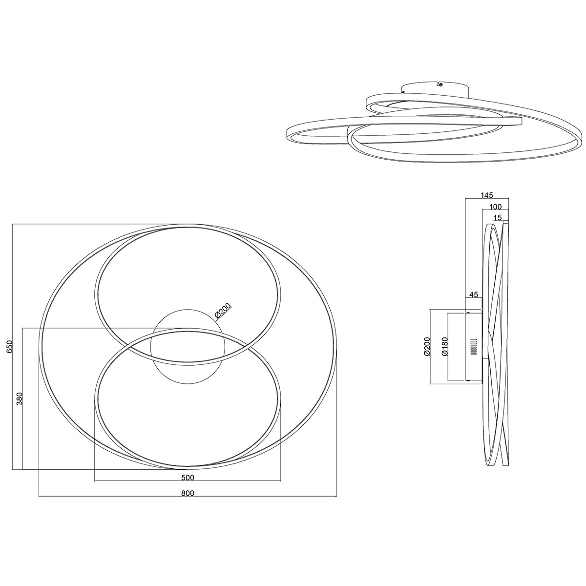 LED Plafondlamp - Trion Gilo - 50W - Warm Wit 3000K - Dimbaar - Rond - Mat Nikkel - Aluminium