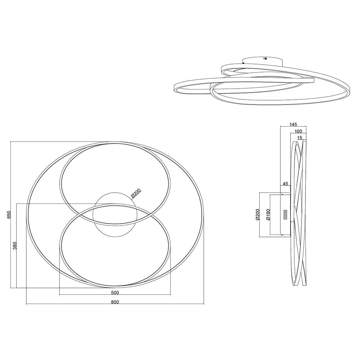 LED Plafondlamp - Trion Gilo - 50W - Warm Wit 3000K - Dimbaar - Rond - Mat Wit - Aluminium