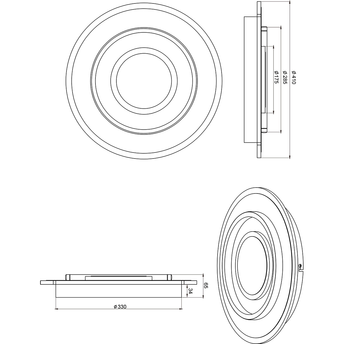 LED Plafondlamp - Trion Gora - 46W - Aanpasbaar kleur -  Dimbaar - Rond - Mat Wit - Metaal