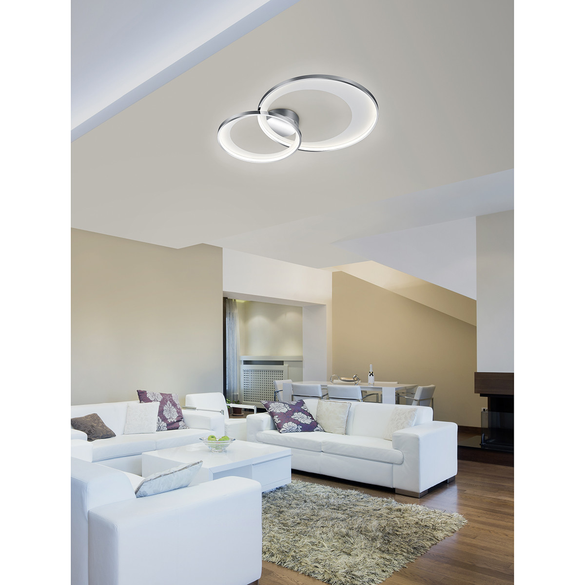 LED Plafondlamp - Trion Granity - 29W - Warm Wit 3000K - Dimbaar - Ovaal - Mat Chroom - Aluminium