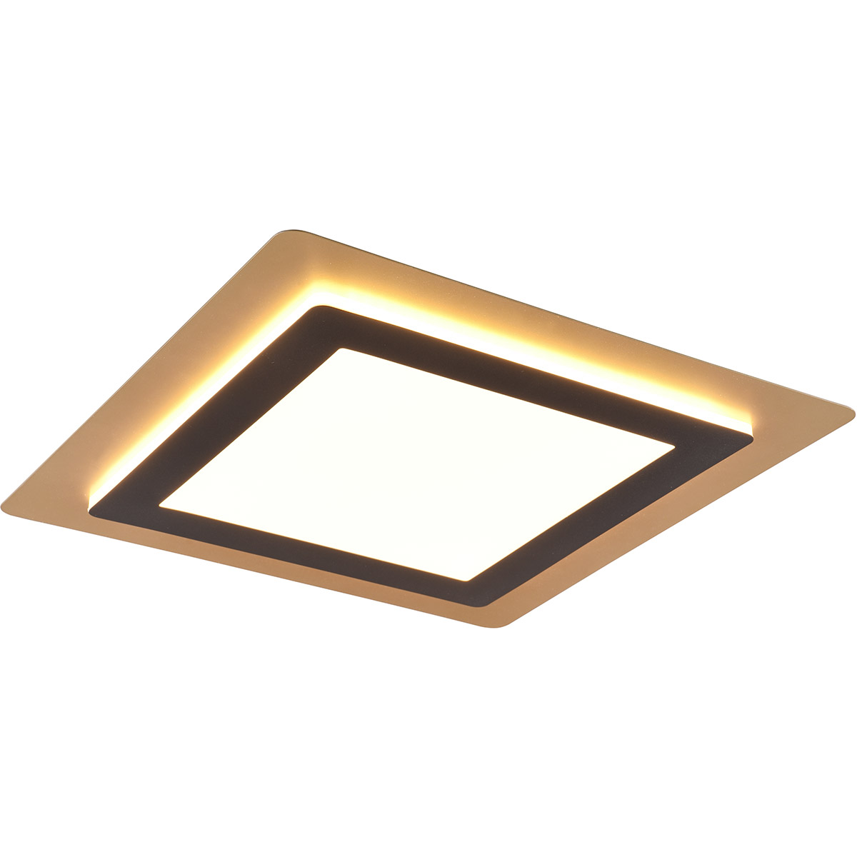 LED Plafondlamp - Trion Groan - 46W - Aanpasbaar kleur - Dimbaar - Vierkant - Zwart Goud - Metaal