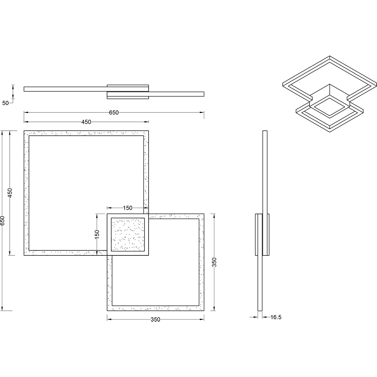 LED Plafondlamp - Trion Hydro - 28W - Warm Wit 3000K - Dimbaar - Vierkant - Mat Nikkel - Aluminium