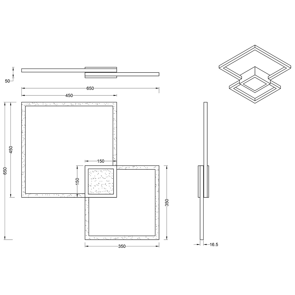 LED Plafondlamp - Trion Hydro - 28W - Warm Wit 3000K - Dimbaar - Vierkant - Mat Antraciet - Aluminium