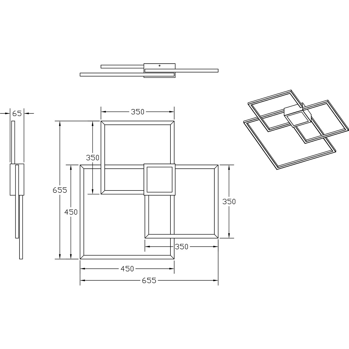 LED Plafondlamp - Trion Hydro - 38W - Natuurlijk Wit 4000K - Dimbaar - Vierkant - Mat Wit - Aluminium