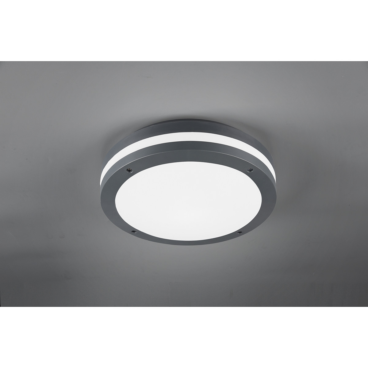 LED Plafondlamp - Trion Keraly - Opbouw Rond - Bewegingssensor - Waterdicht - 12W - Mat Antraciet - Kunststof