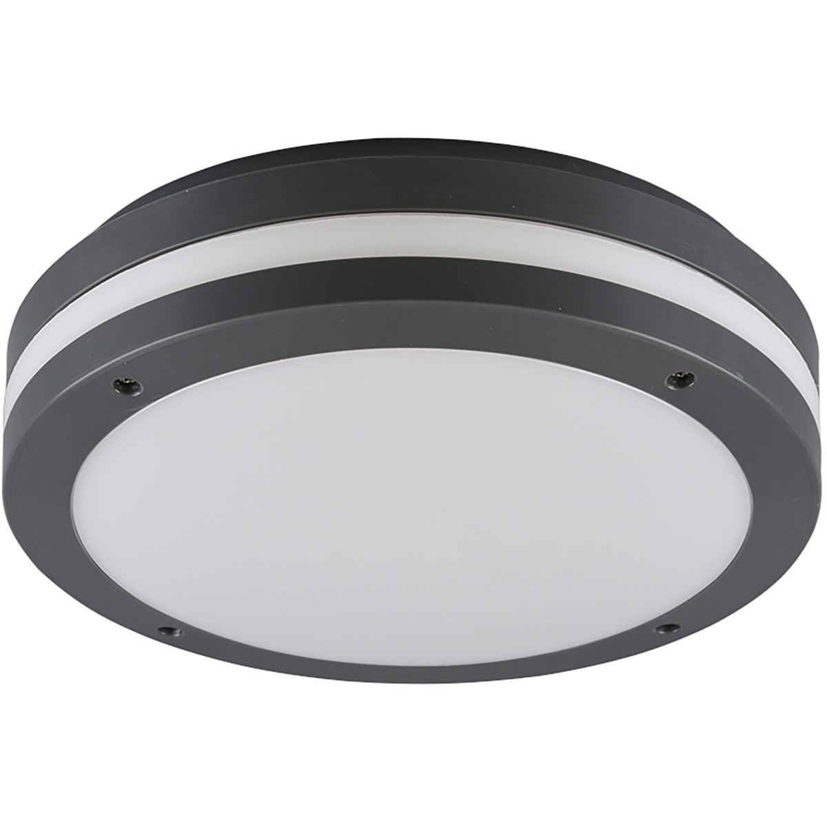 LED Plafondlamp - Badkamerlamp - Trion Keraly - Opbouw Rond - Waterdicht - 12W - Warm Wit 3000K - Mat Antraciet - Kunststof