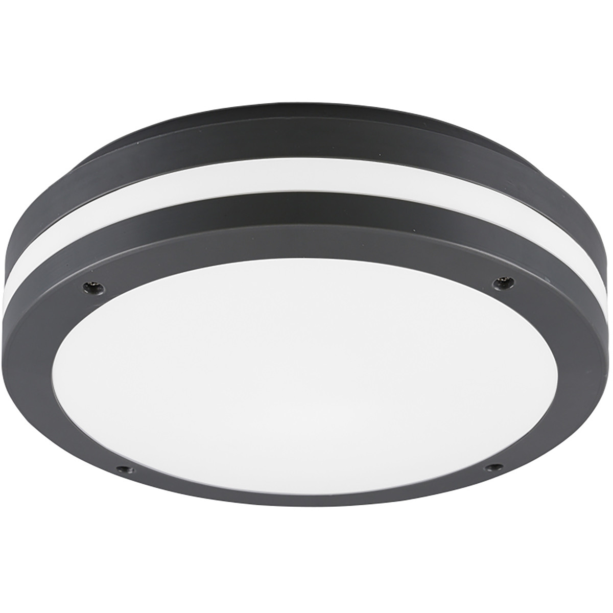 LED Plafondlamp Trion Keraly Opbouw Rond Waterdicht 12W Warm Wit 3000K Mat Zwart Kunststof