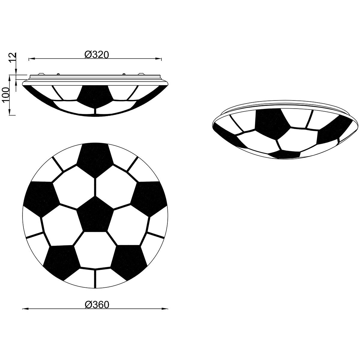 LED Plafondlamp - Trion Koppie - 12W - Warm Wit 3000K - Rond - Mat Wit - Kunststof