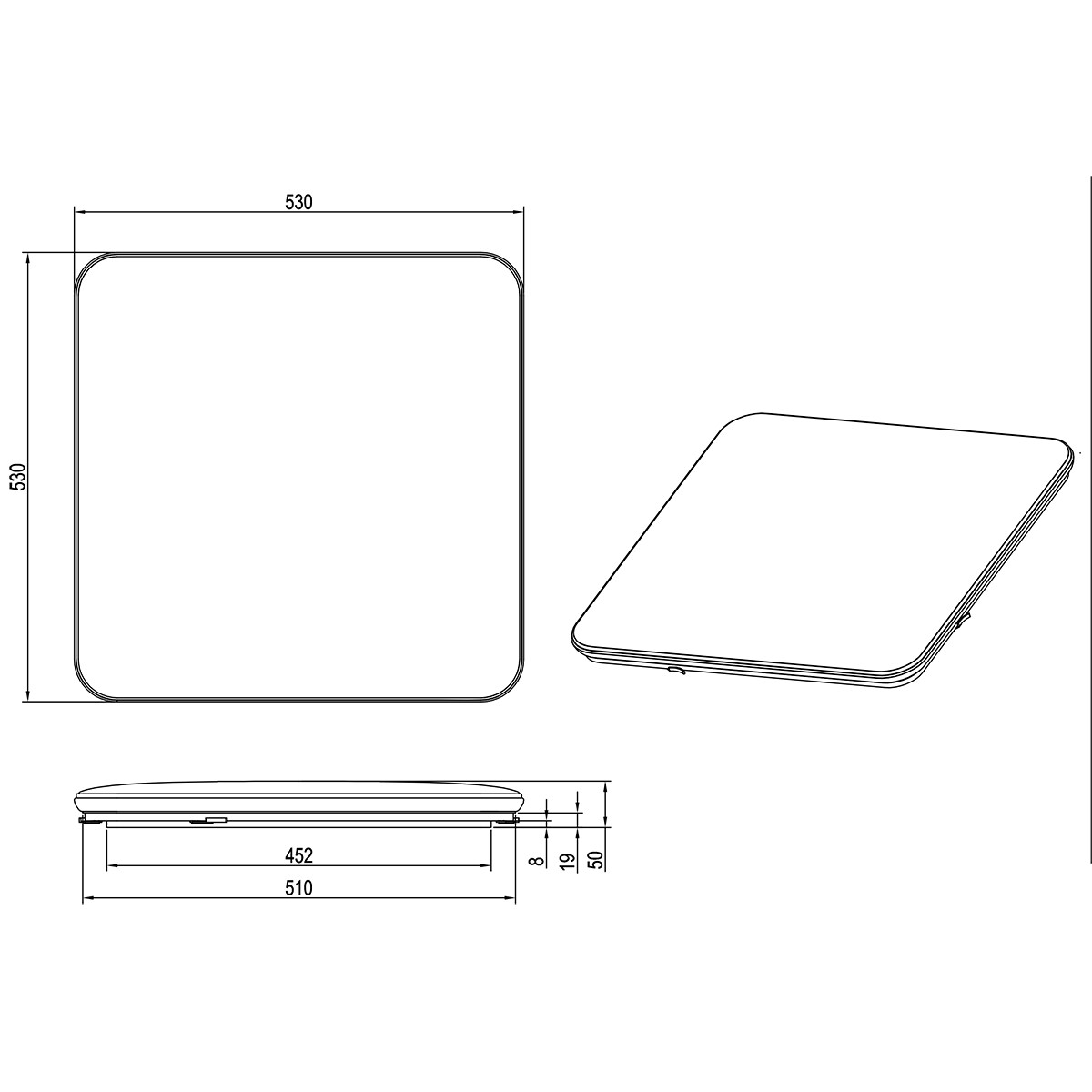 LED Plafondlamp - Trion Lana - 46W - Warm Wit 3000K -  Dimbaar - Vierkant - Mat Wit - Kunststof