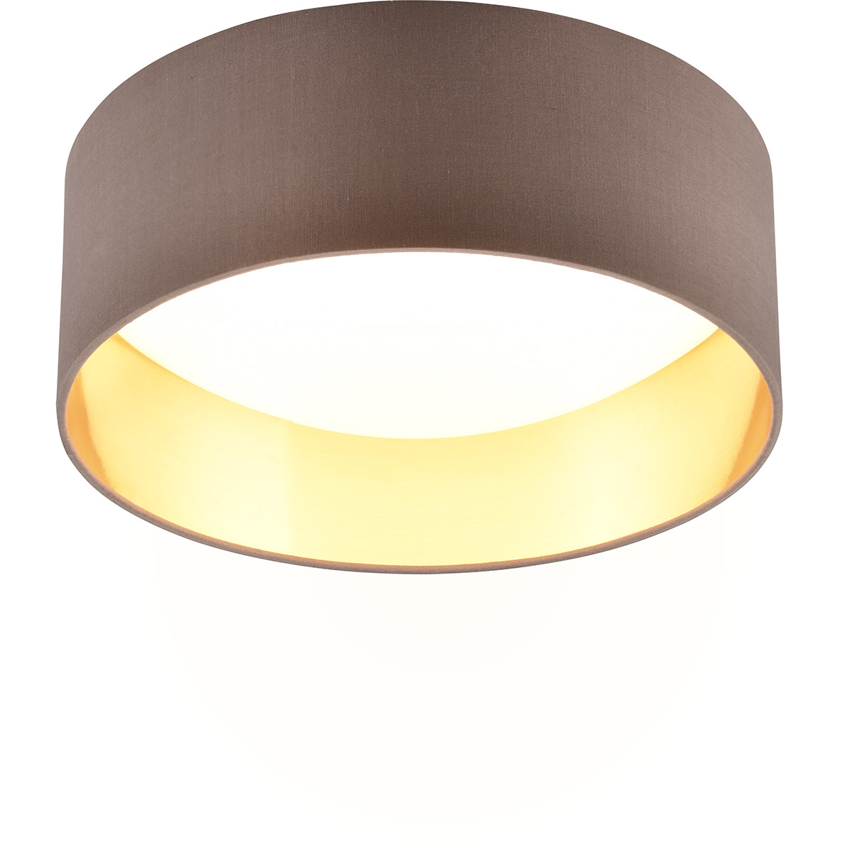 LED Plafondlamp - Trion Lukaku - Warm Wit - 3000K - 12W - Rond - Taupe - Textiel