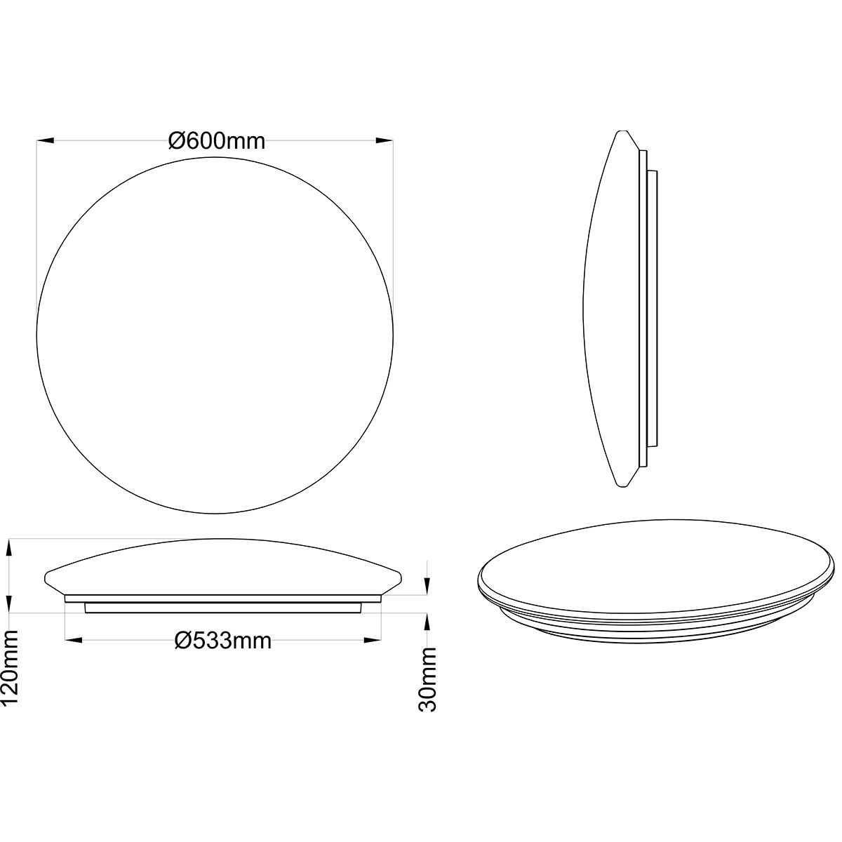 LED Plafondlamp - Trion Maan - 40W - Warm Wit 3000K - Dimbaar - Afstandsbediening - Rond - Mat Wit