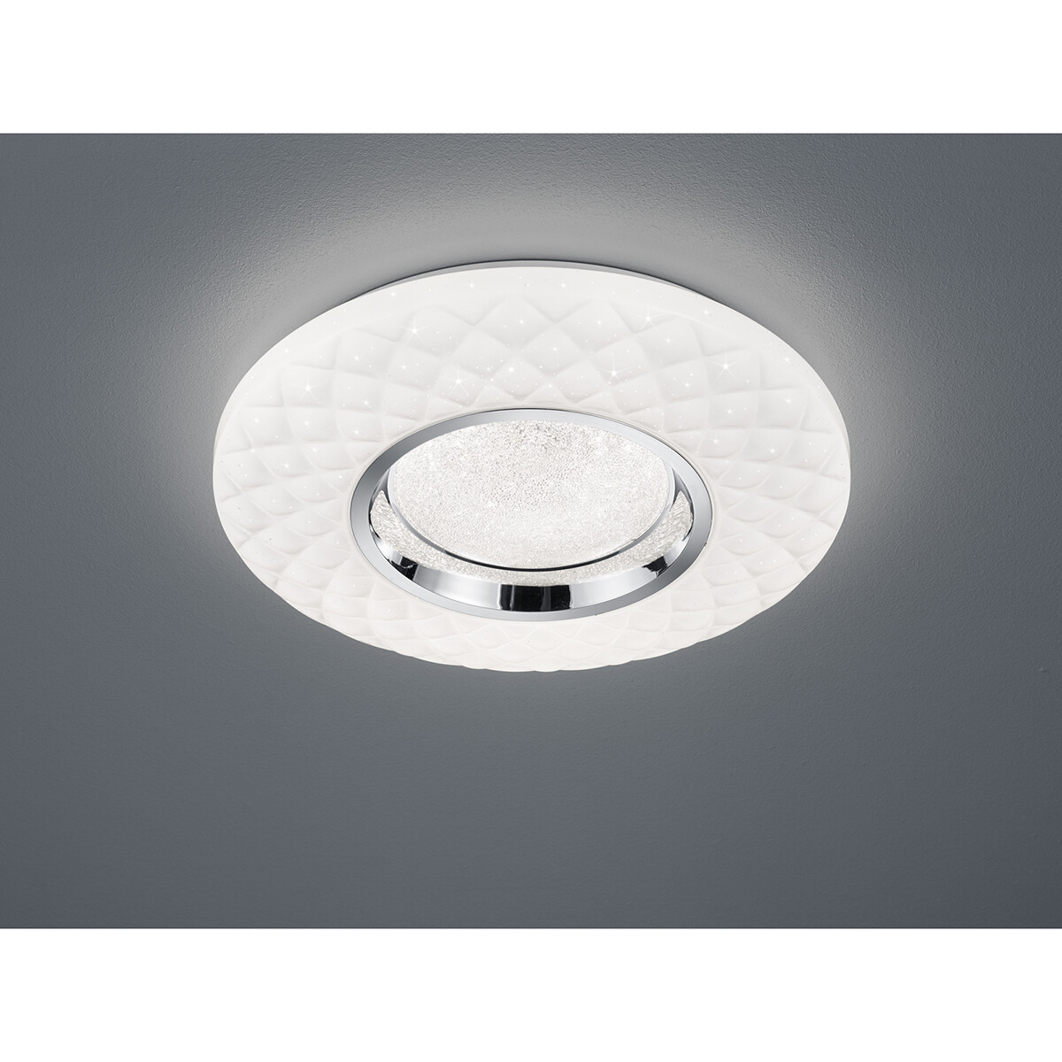 LED Plafondlamp - Trion Magum - 22W - Aanpasbare Kleur - Dimbaar - Afstandsbediening - Sterlicht - Rond - Mat Wit - Kunststof