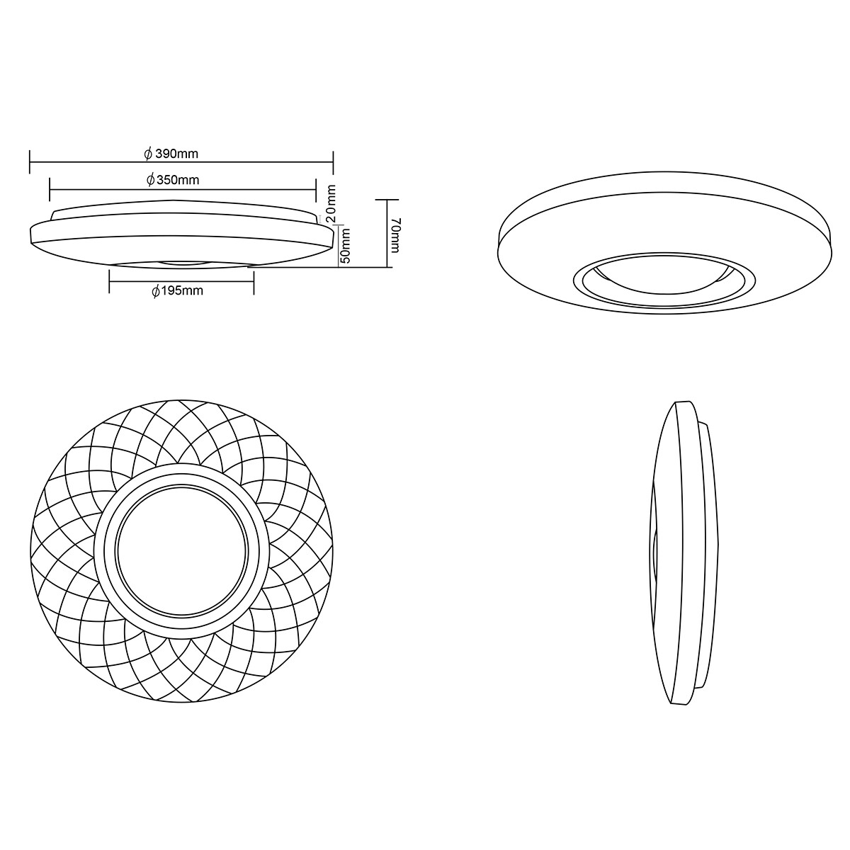 LED Plafondlamp - Trion Magum - 22W - Aanpasbare Kleur - Dimbaar - Afstandsbediening - Sterlicht - Rond - Mat Wit - Kunststof