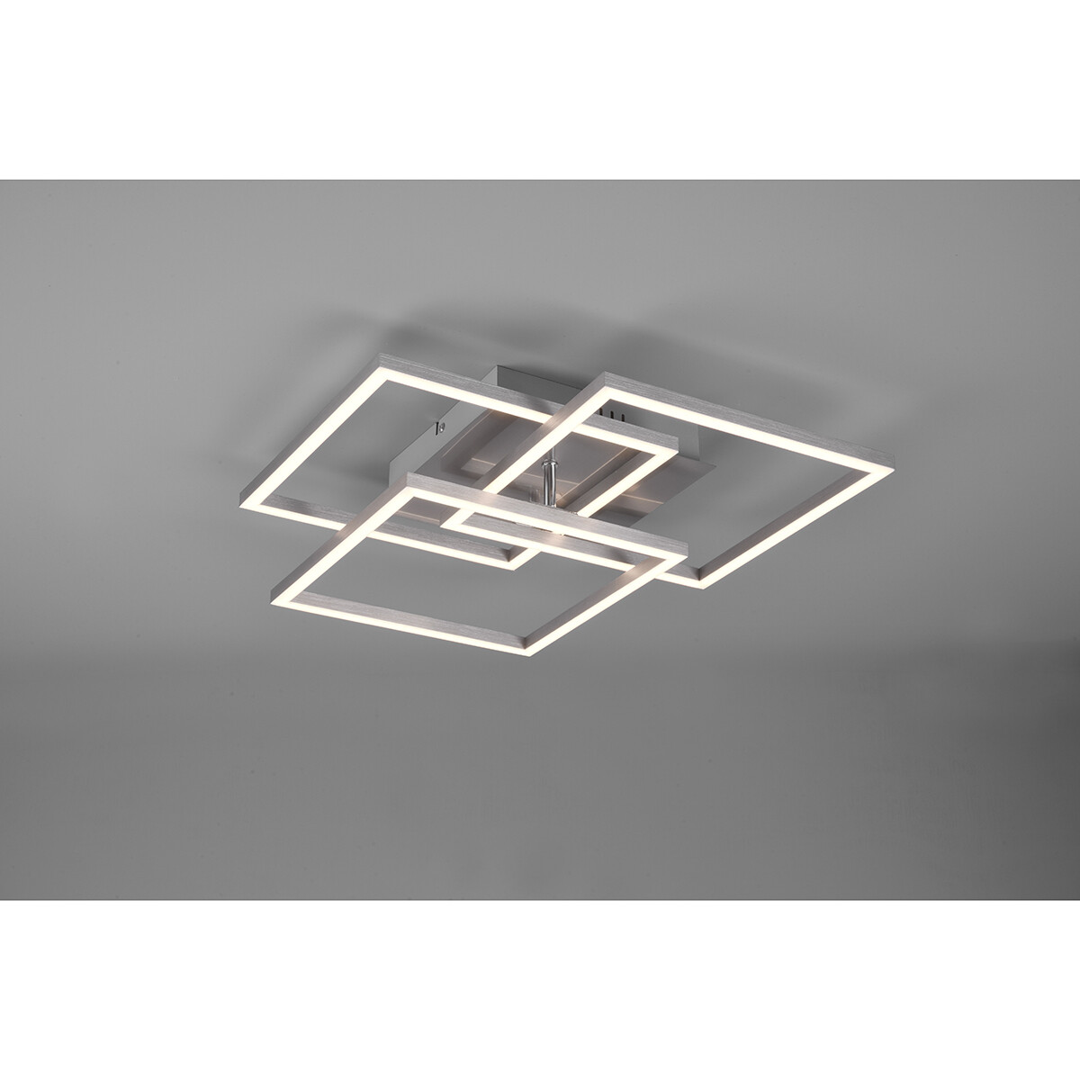 LED Plafondlamp - Trion Mibal - 28W - Aanpasbare Kleur - Afstandsbediening - Dimbaar - Rechthoek - Mat Nikkel - Aluminium