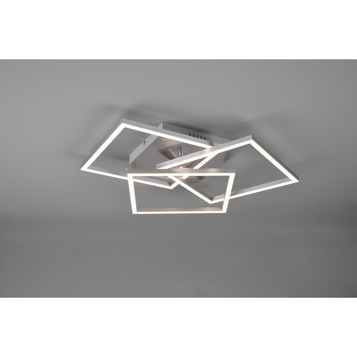 LED Plafondlamp - Trion Mibal - 28W - Aanpasbare Kleur - Afstandsbediening - Dimbaar - Rechthoek - Mat Nikkel - Aluminium