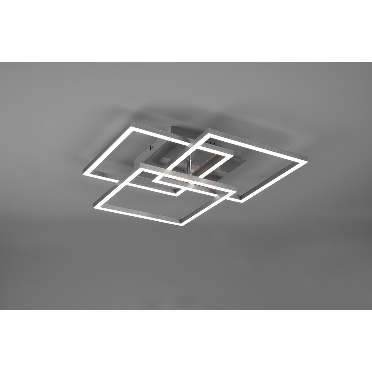 LED Plafondlamp - Trion Mibal - 28W - Aanpasbare Kleur - Afstandsbediening - Dimbaar - Rechthoek - Mat Nikkel - Aluminium