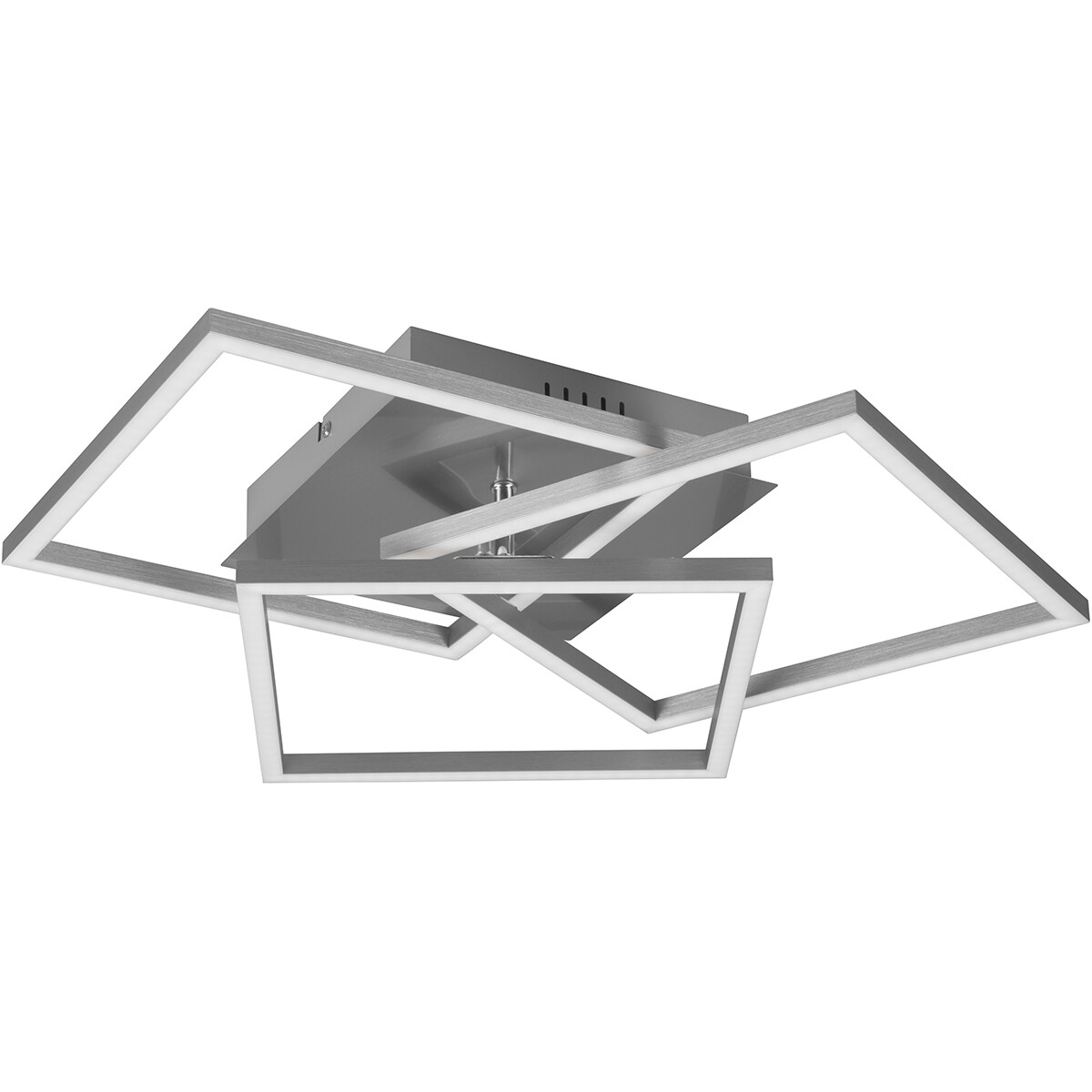 LED Plafondlamp - Trion Mibal - 28W - Aanpasbare Kleur - Afstandsbediening - Dimbaar - Rechthoek - Mat Nikkel - Aluminium