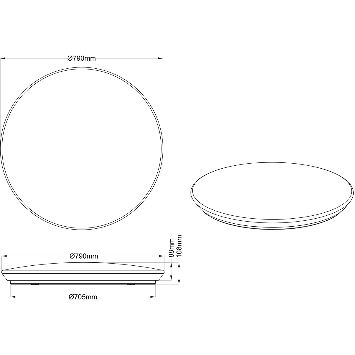 LED Plafondlamp - Trion Kilomu - 80W - Aanpasbare Kleur - Dimbaar - Afstandsbediening - Rond - Mat Wit