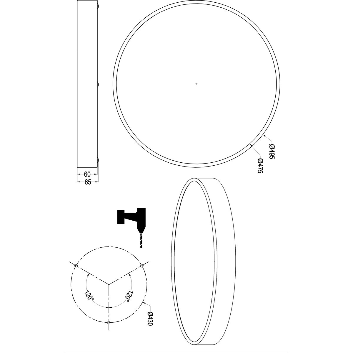 LED Plafondlamp - Trion Oka - Aanpasbaar kleur -  Dimbaar - Rond - Mat Wit - Metaal