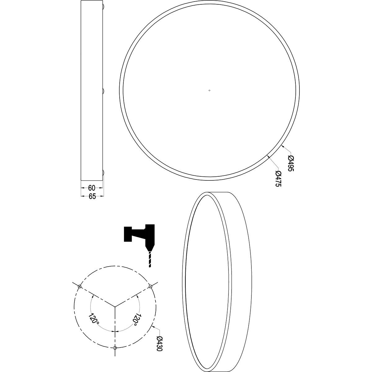 LED Plafondlamp - Trion Oka - Aanpasbaar kleur -  Dimbaar - Rond - Mat Zwart - Metaal