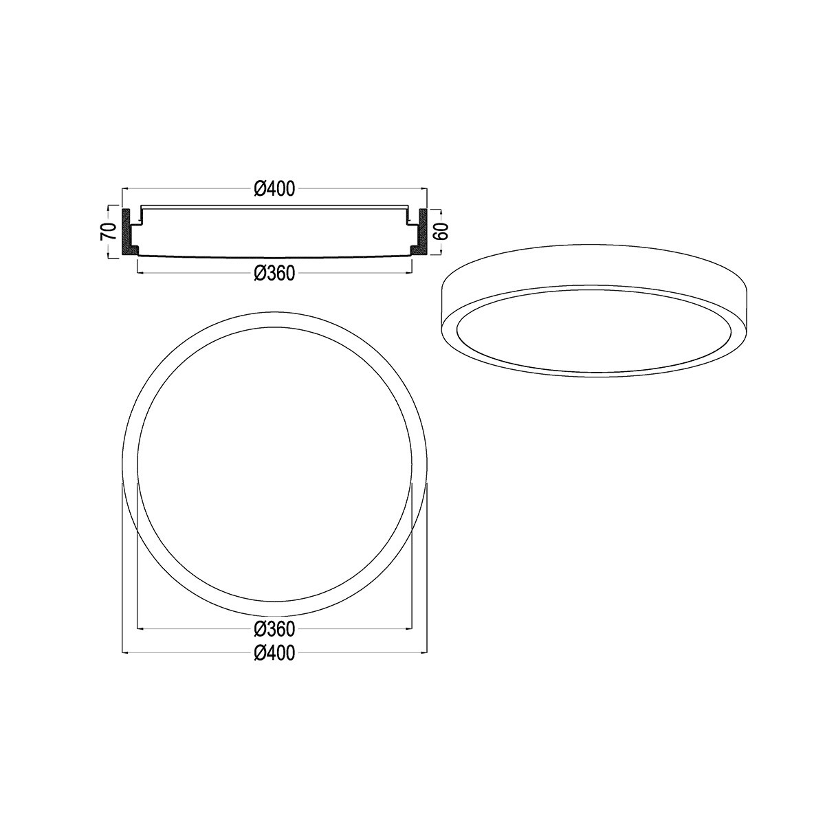 LED Plafondlamp - Trion Osea - 24W - Warm Wit 3000K - Dimbaar - Zwart - Natuur Hout