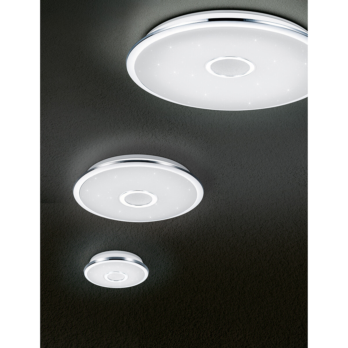 LED Plafondlamp - Trion Osirina - 12W - Warm Wit 3000K - Dimbaar - Sterlicht - Rond - Glans Chroom - Kunststof