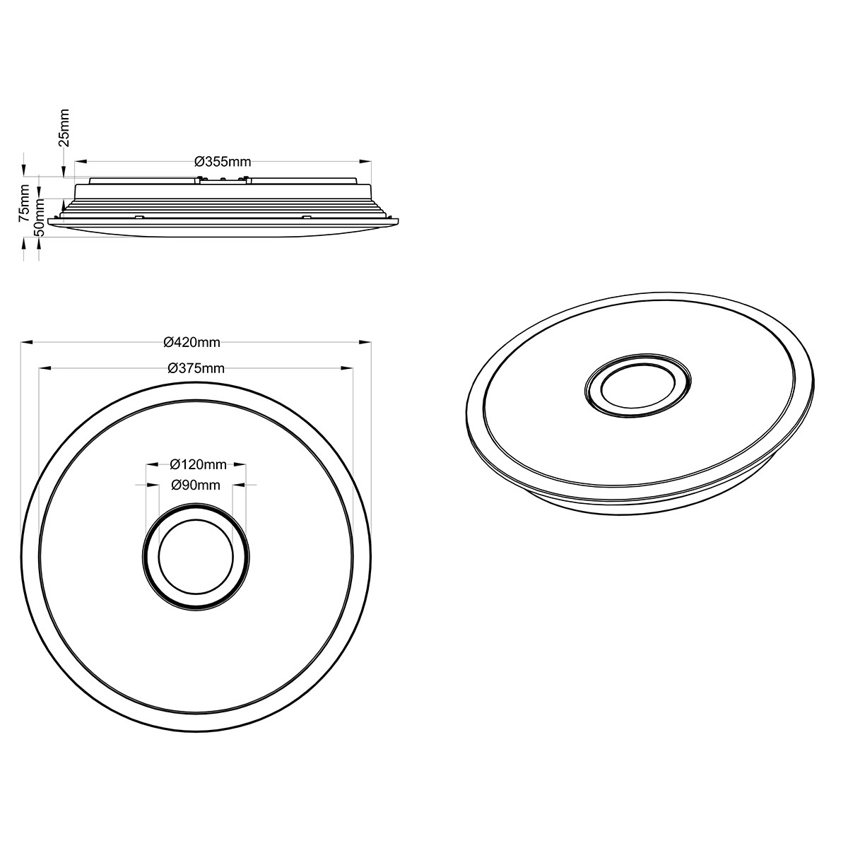 LED Plafondlamp - Trion Osirina - 30W - Aanpasbare Kleur - Dimbaar - Afstandsbediening - Rond - Glans Chroom - Kunststof