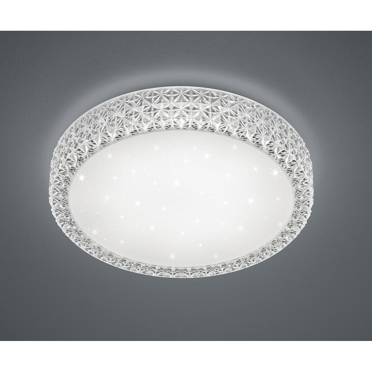 LED Plafondlamp - Trion Pegyon - 27W - Warm Wit 3000K - Afstandsbediening - Dimbaar - Sterlicht - Rond - Mat Wit - Acryl