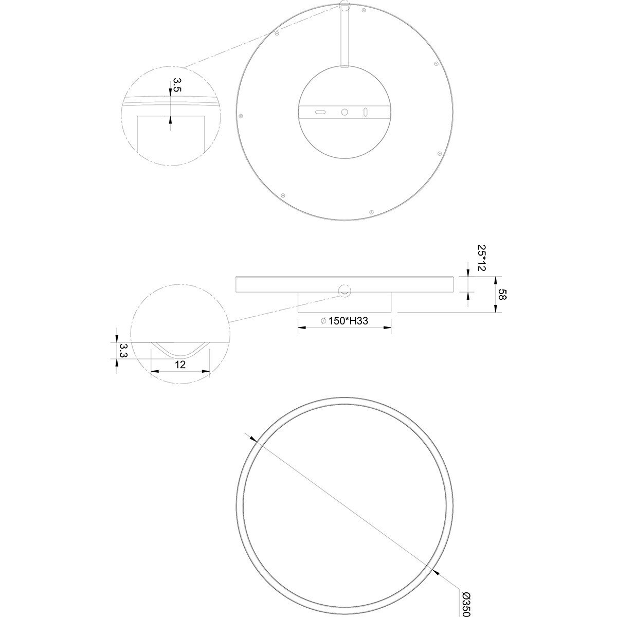 LED Plafondlamp - Trion Rad - Opbouw Rond 20W - Warm Wit 3000K - Mat Wit - Metaal