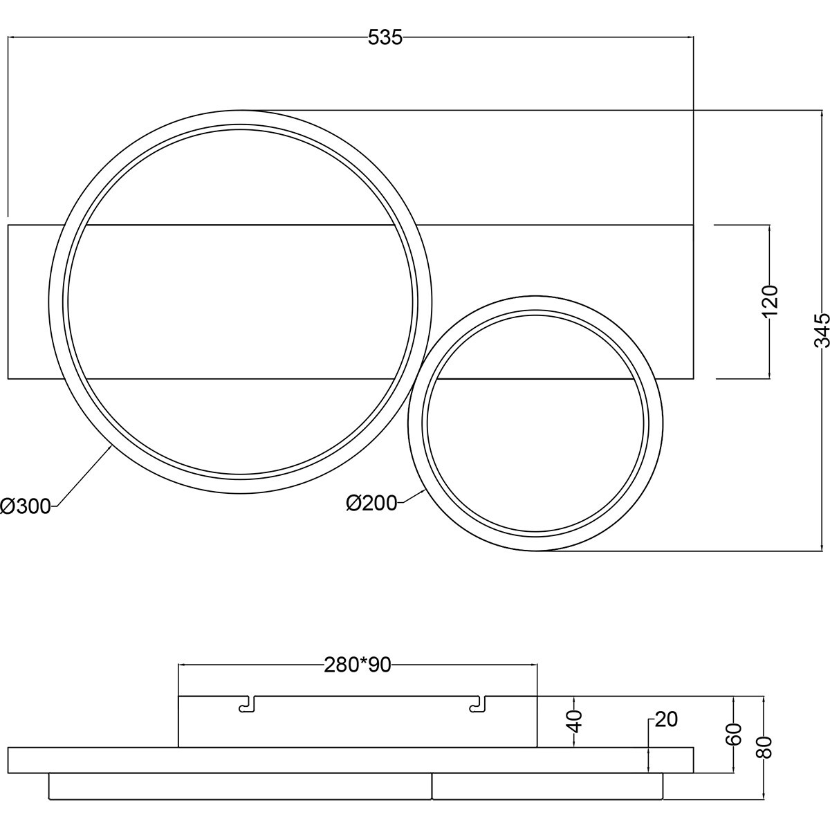 LED Plafondlamp - Trion Rameda - 26W - Warm Wit 3000K -  Dimbaar - Rechthoek Rond - Mat Zwart - Metaal