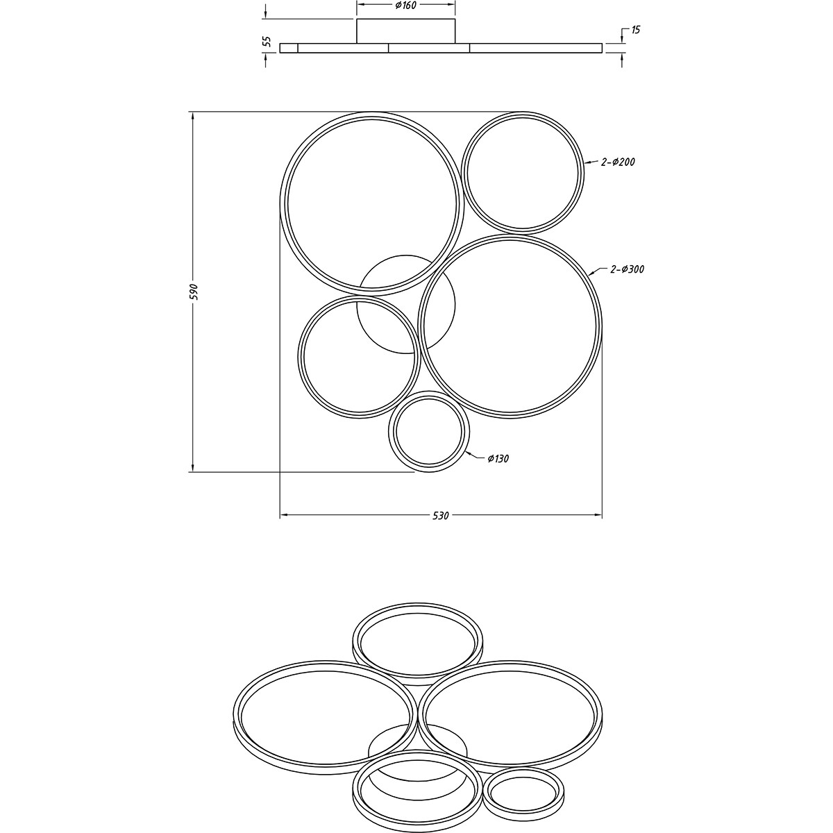 LED Plafondlamp - Trion Rondy - 49W - Warm Wit 3000K - Dimbaar - Rond - Mat Wit - Aluminium