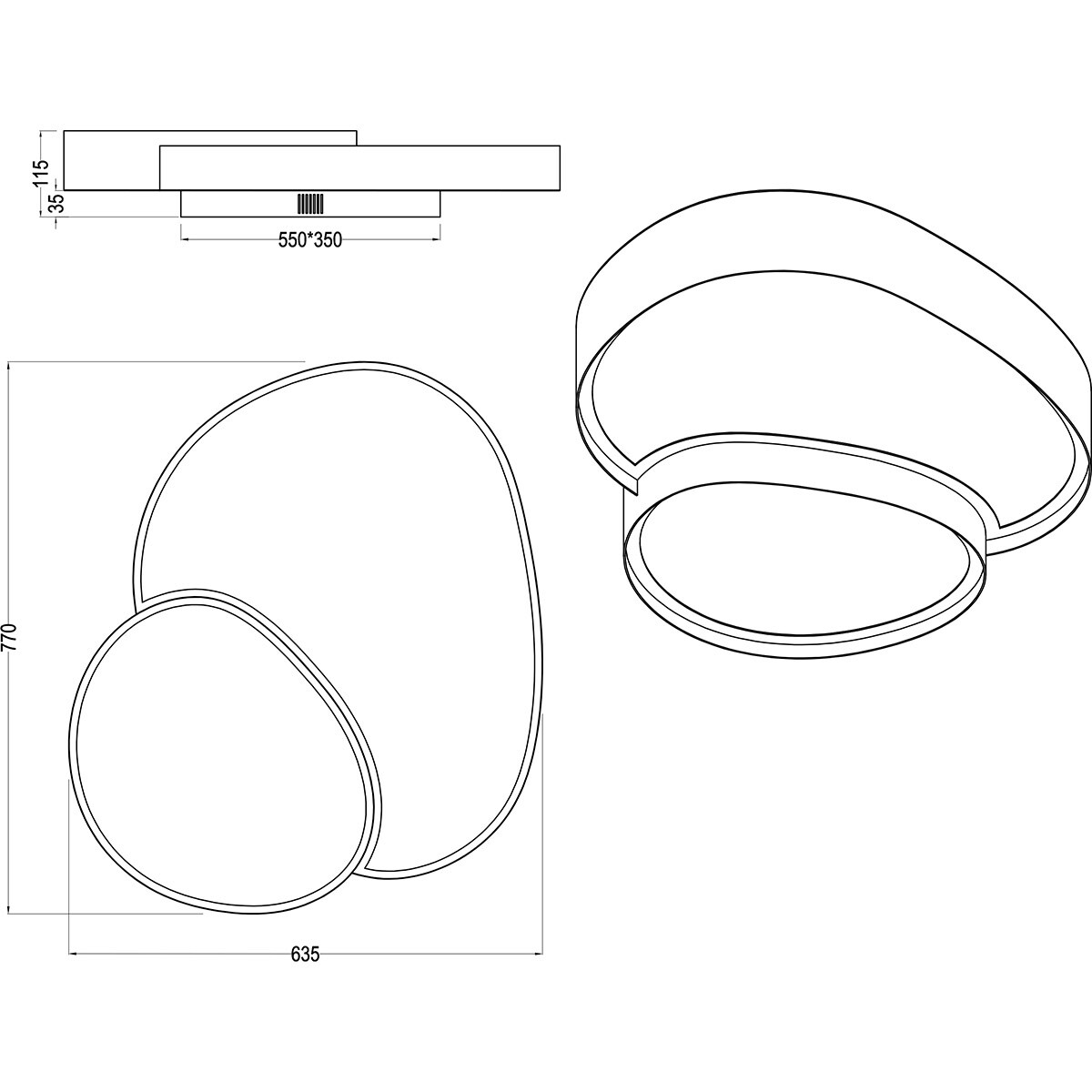 LED Plafondlamp - Trion Shine - 45W - Aanpasbare Kleur - Dimbaar - Afstandsbediening - Mat Zwart - Metaal