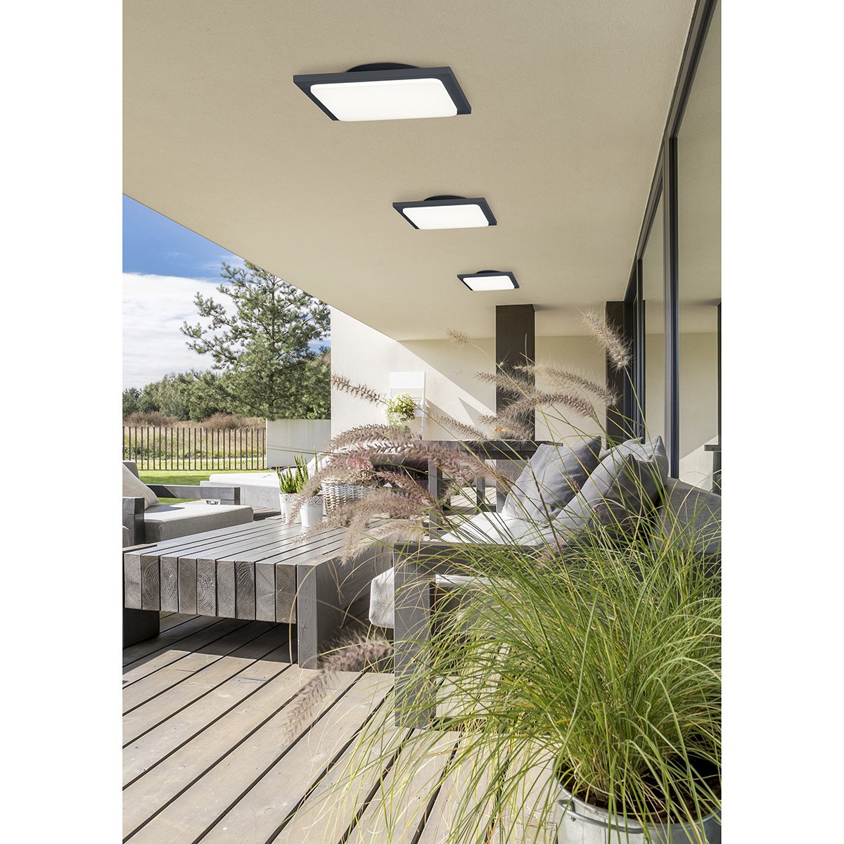 LED Plafondlamp - Badkamerlamp - Trion Tovery - Opbouw Vierkant 18W - Waterdicht IP54 - Warm Wit 3000K - Mat Antraciet - Aluminium